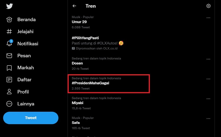 Tagar #PresidenMahaGagal Trending di Twitter, Kenapa?