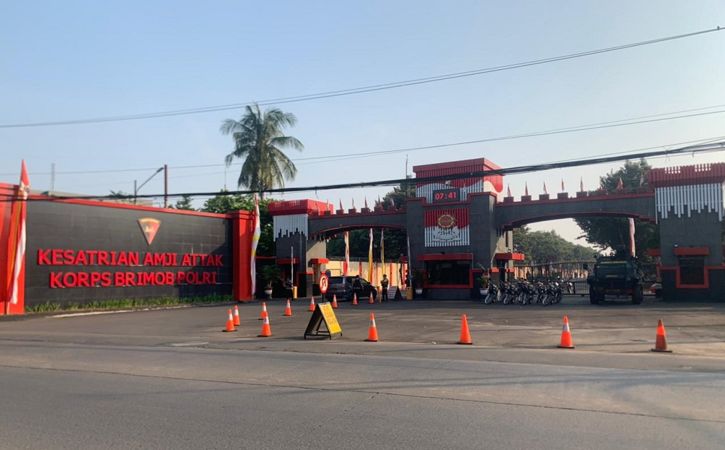 Kondisi Mako Brimob Kepala Dua, Depok, Jawa Barat pada Minggu (7/8/2022) usai penangkapan Irjen Ferdy Sambo. (Bisnis/Lukman Nur Hakim)