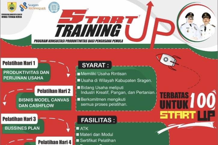 Promo Start Up Training yang digelar oleh Dinas Tenaga Kerja (Disnaker) Kabupaten Sragen. (istimewa/Disnaker Sragen).