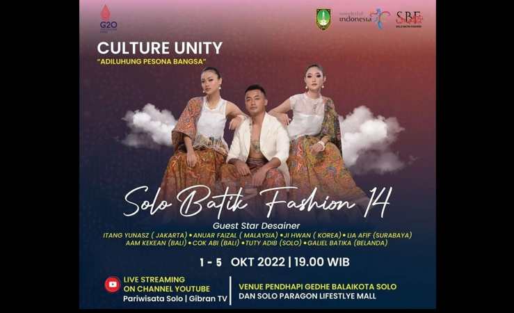 Flyer Solo Batik Fashion 14 di Solo Paragon Lifestyle Mall dan Balai Kota Solo, 1-5 Oktober 2022. (Instagram @solobatikfashionofficial)
